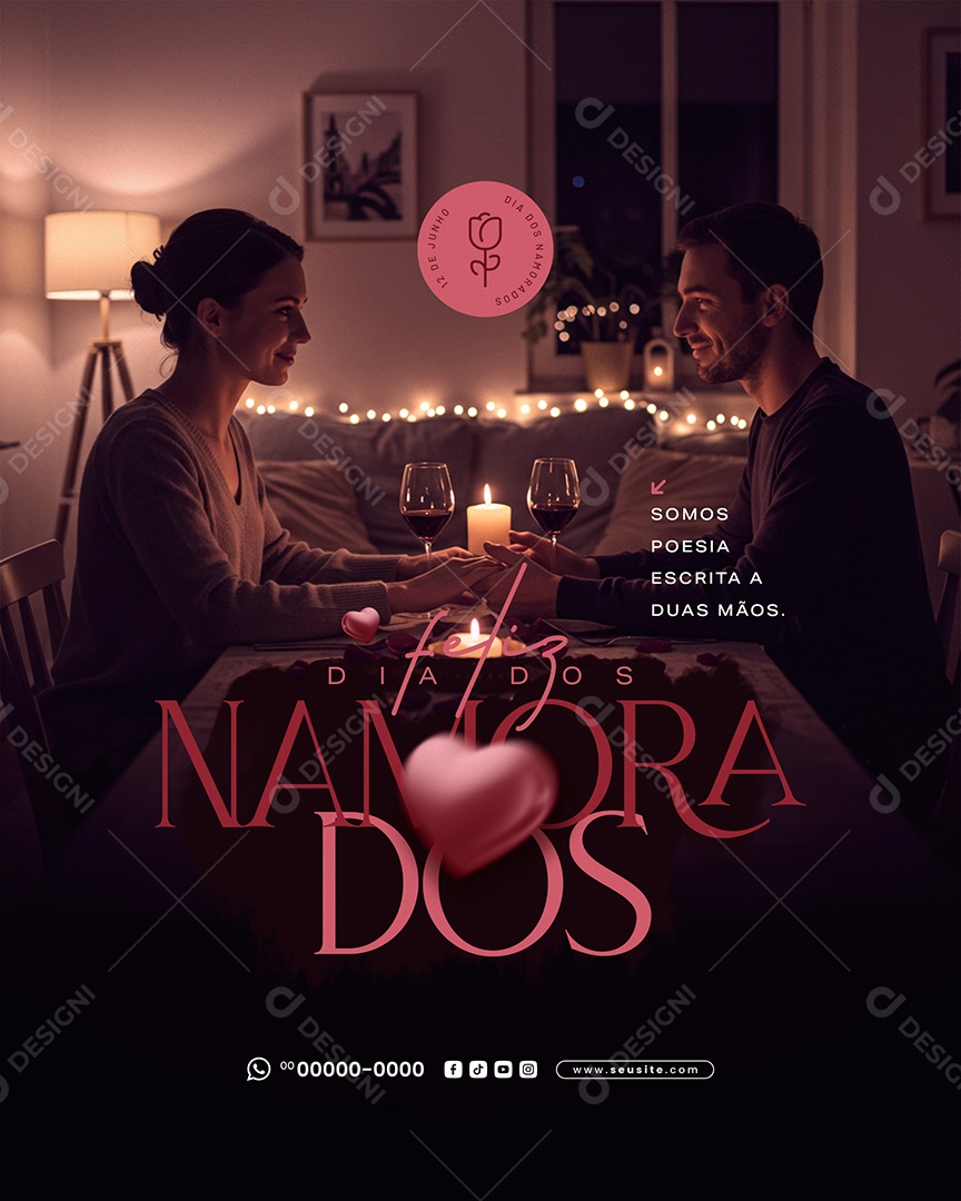 Feliz Dia dos Namorados 12 de junho Social Media PSD Editável