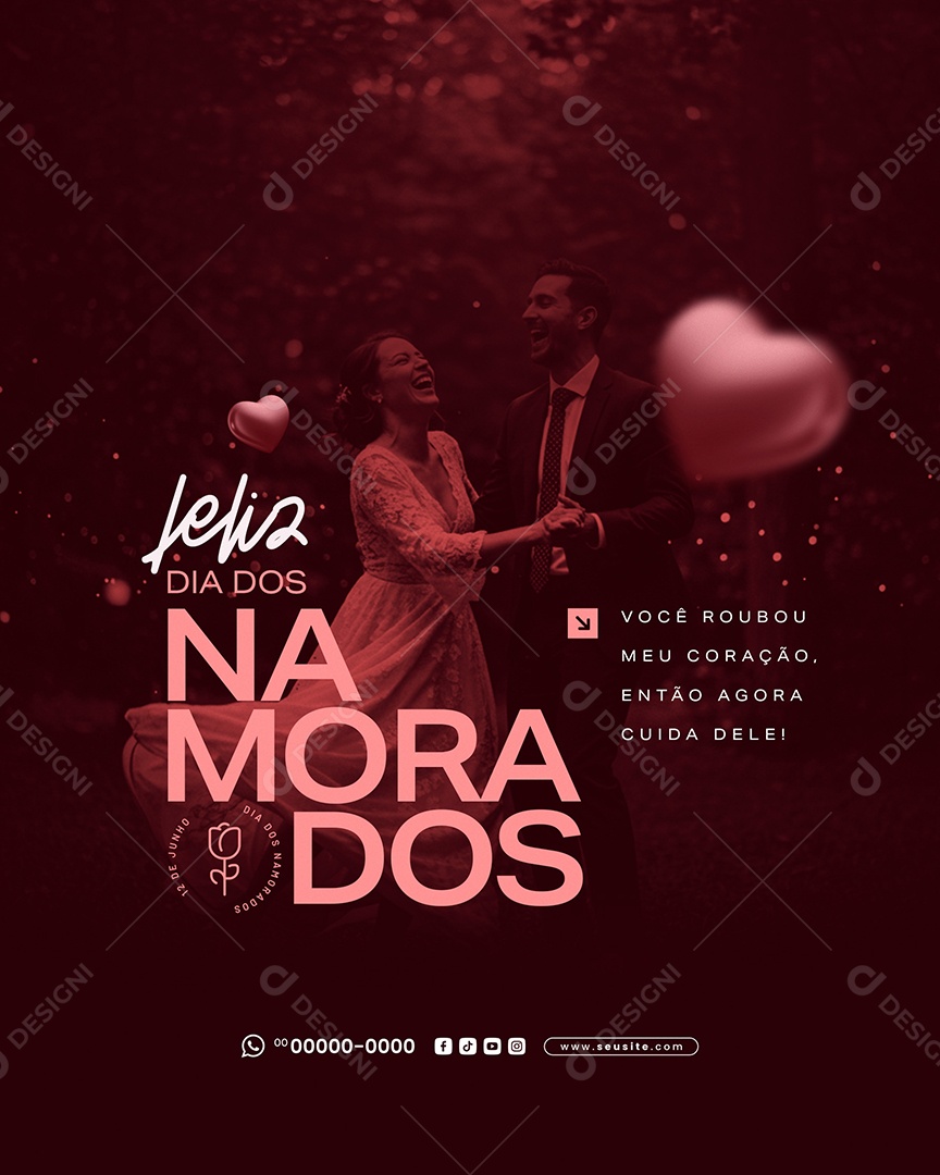 Feliz Dia dos Namorados 12 de junho Social Media PSD Editável