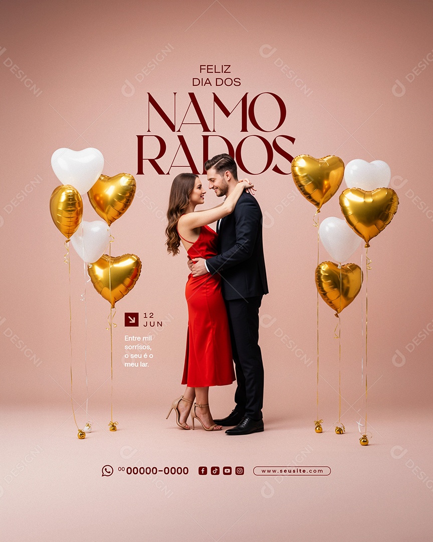 Feliz Dia dos Namorados 12 de junho Social Media PSD Editável