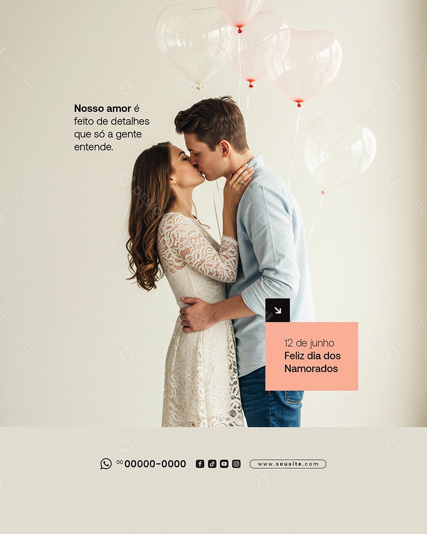 Feliz Dia dos Namorados 12 de junho Social Media PSD Editável