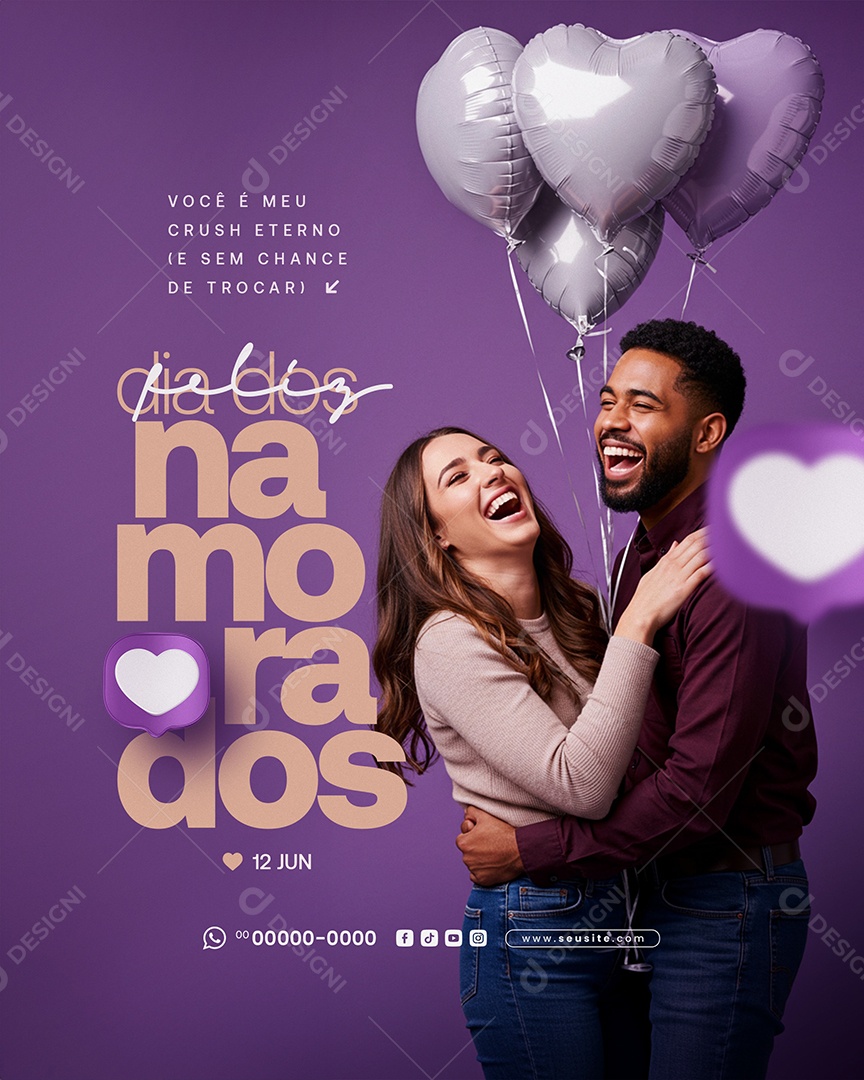 Feliz Dia dos Namorados 12 de junho Social Media PSD Editável