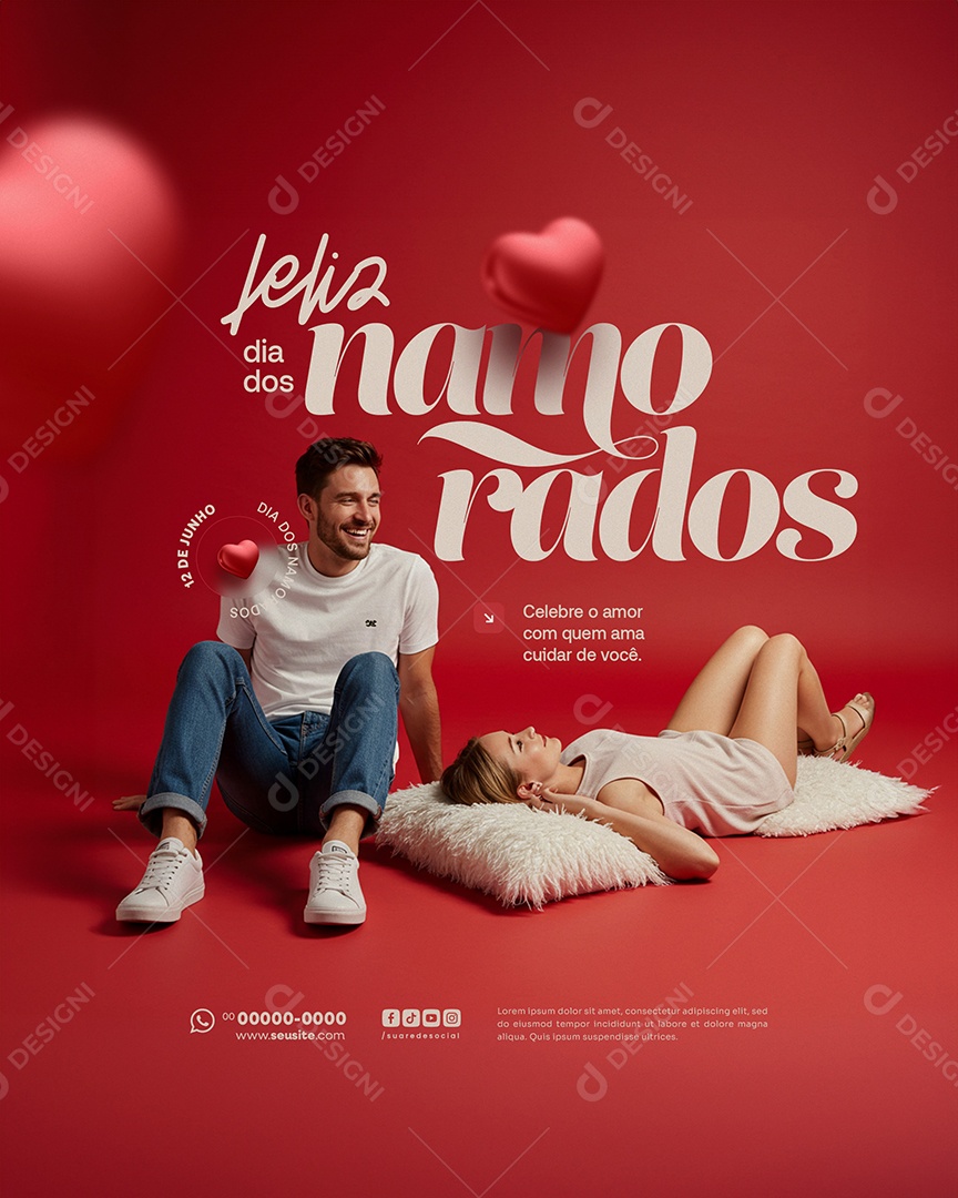 Feliz Dia dos Namorados 12 de junho Social Media PSD Editável