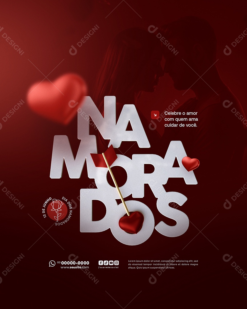 Feliz Dia dos Namorados 12 de junho Social Media PSD Editável