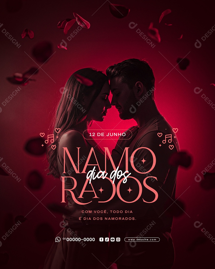 Feliz Dia dos Namorados 12 de junho Social Media PSD Editável