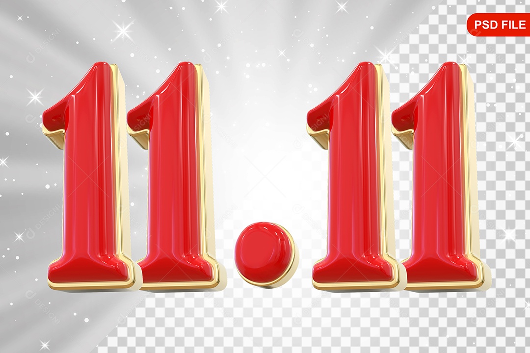 Número 11.11 Elemento 3D Para Composição PSD