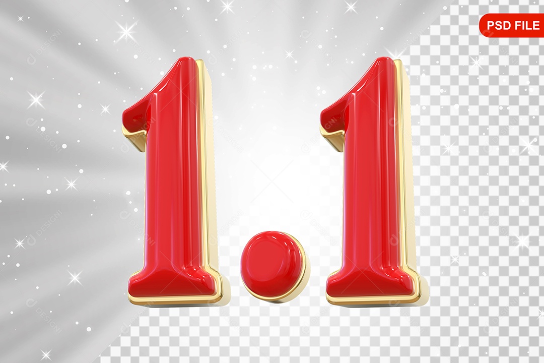 Número 1.1 Elemento 3D Para Composição PSD