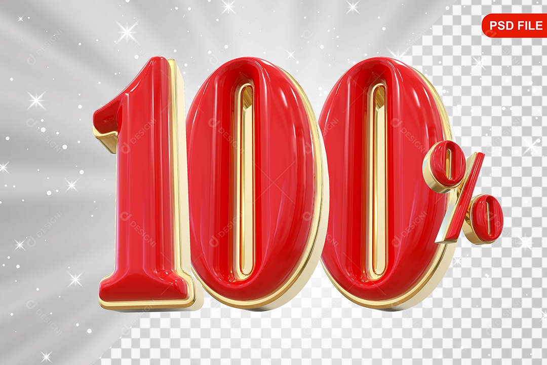 Balão 3D Número 100% Vermelho Elemento Para Composição PSD