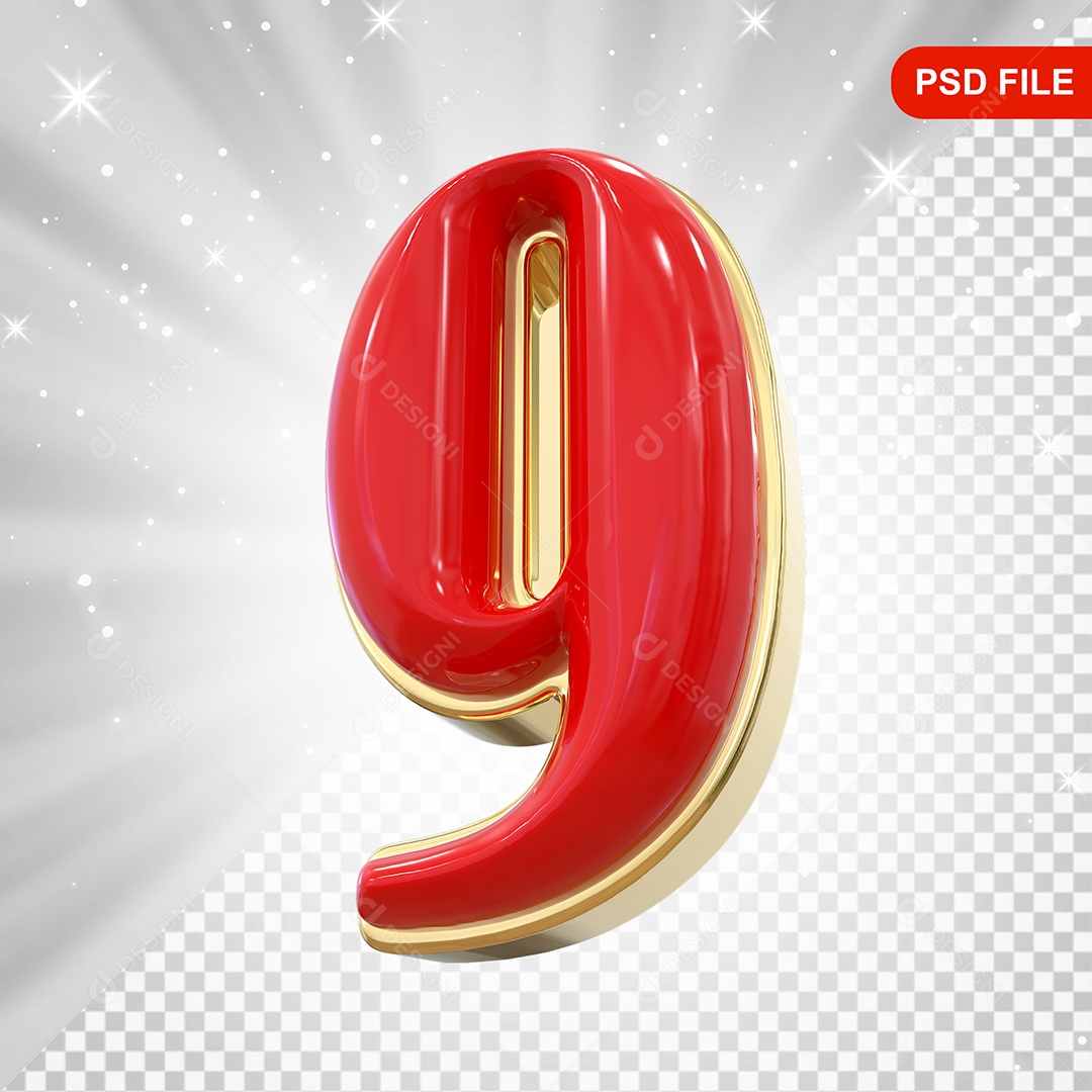 Número 4 Vermelho Elemento 3D Para Composição PSD