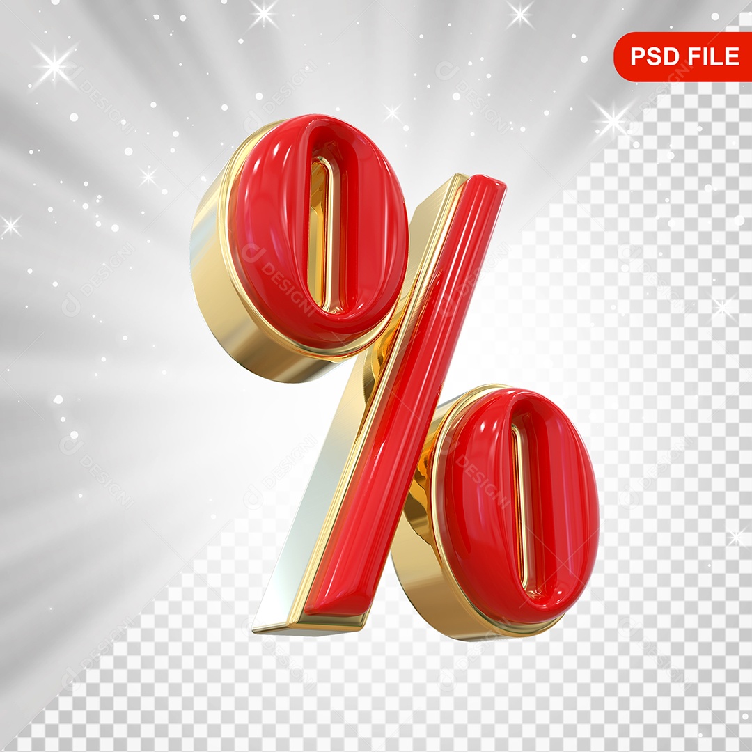 Elemento 3D % Porcentagem Desconto Para Composição PSD