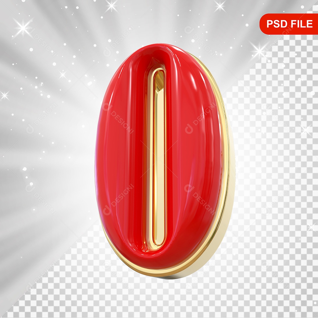 Número 0 Elemento 3D Para Composição PSD