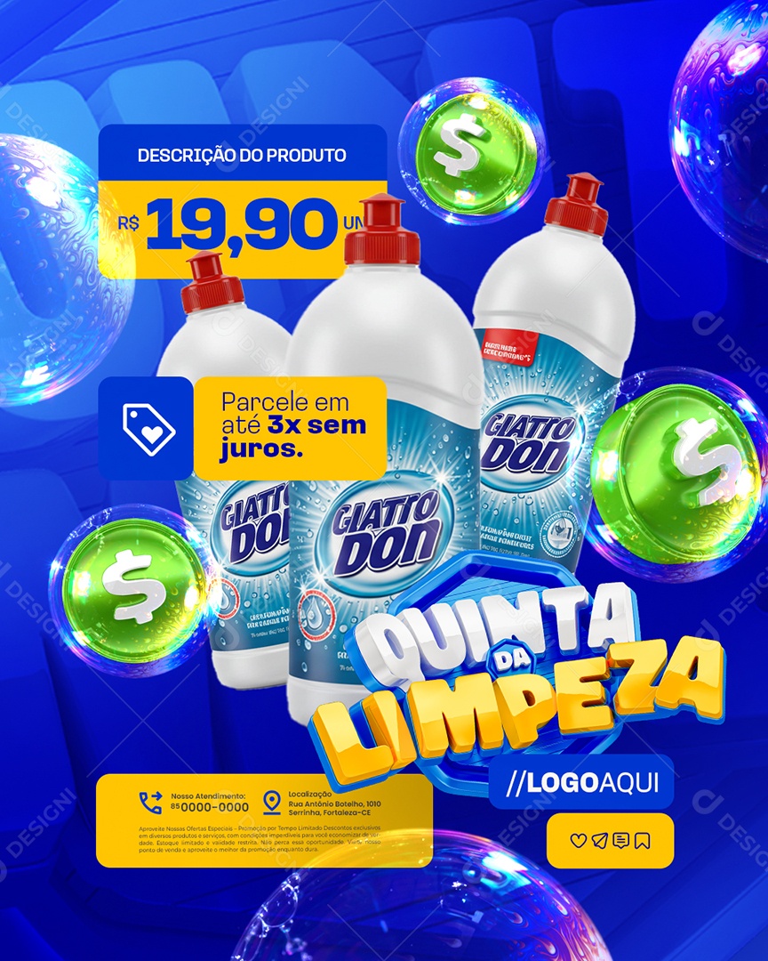 Quinta da Limpeza Supermercado Parcele Social Media PSD Editável