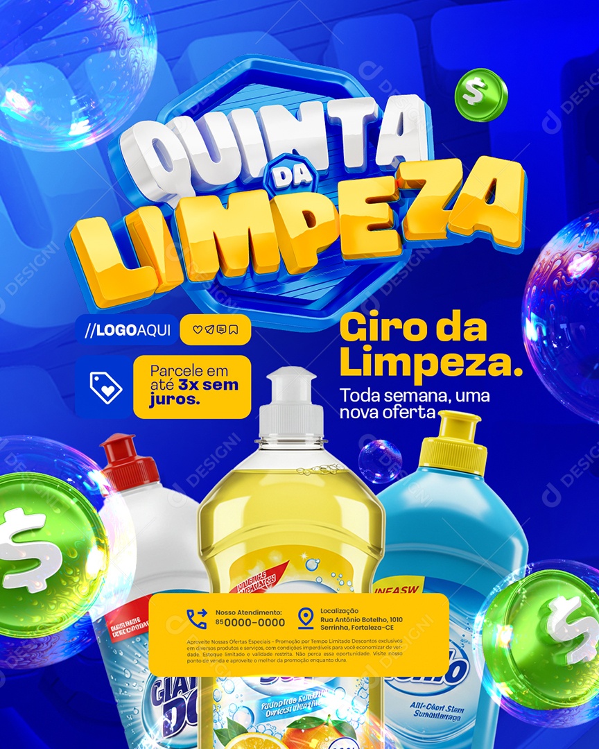 Quinta da Limpeza Supermercado Giro da Limpeza Social Media PSD Editável