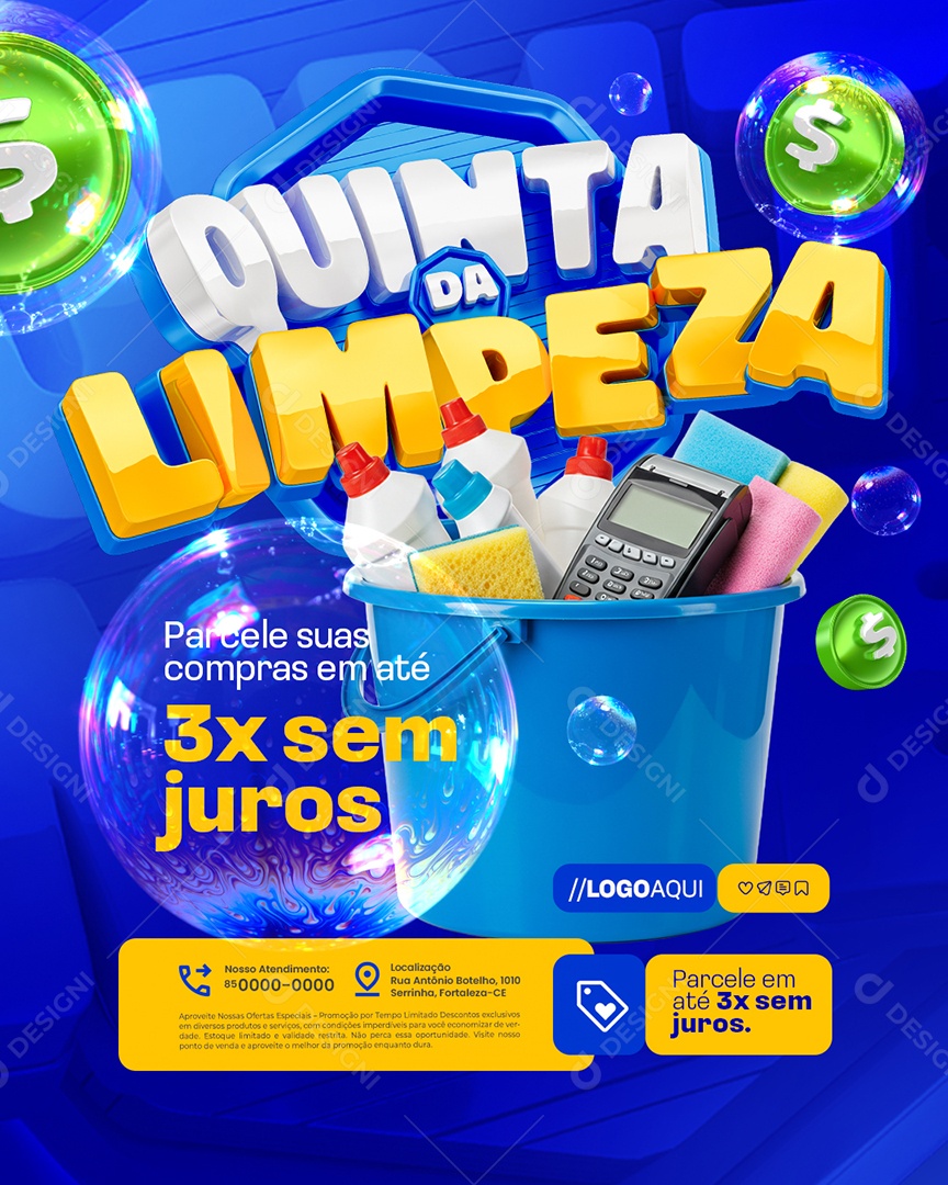 Quinta da Limpeza Supermercado Parcele suas Compras Social Media PSD Editável