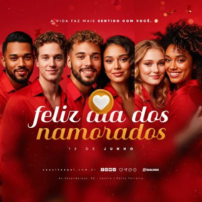 Feliz Dia dos Namorados 12 de Junho Social Media PSD Editável