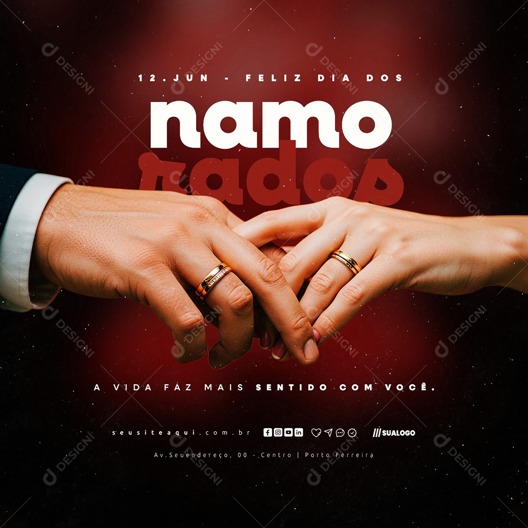 Feliz Dia dos Namorados 12 de Junho Social Media PSD Editável