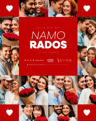 Feliz Dia dos Namorados 12 de Junho Social Media PSD Editável