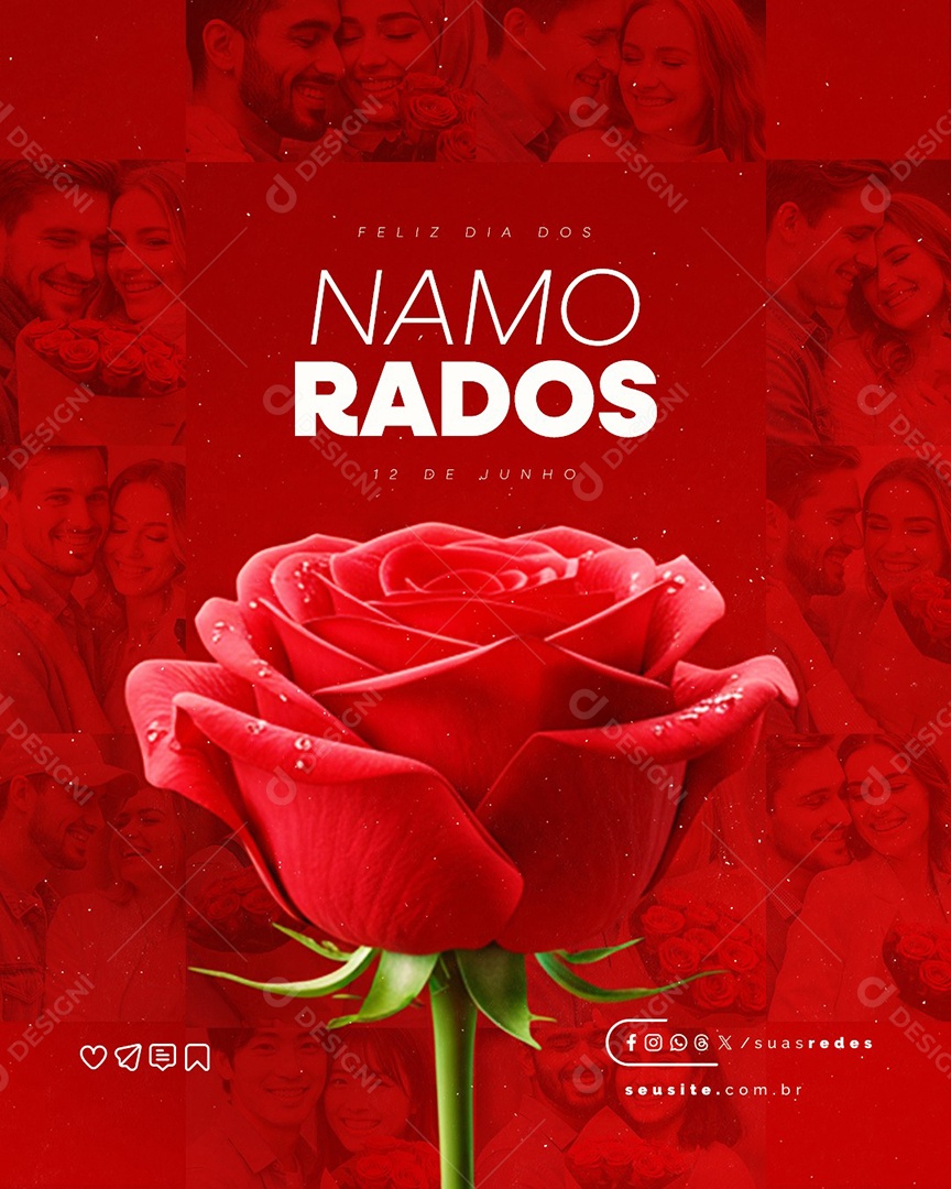 Feliz Dia dos Namorados 12 de Junho Social Media PSD Editável