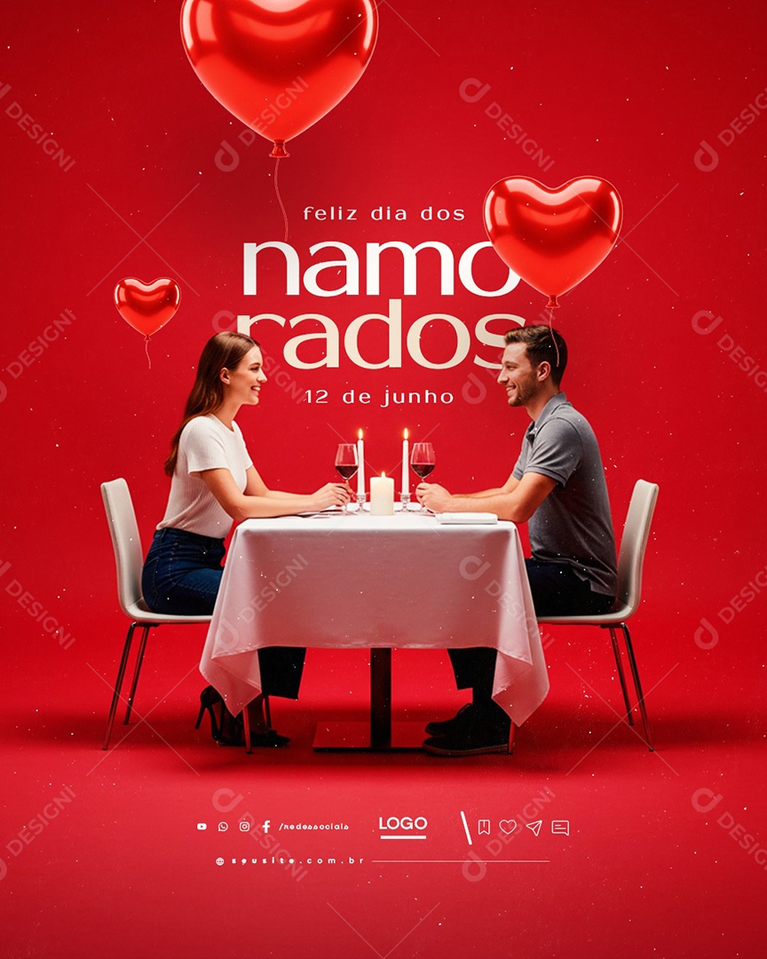 Feliz Dia dos Namorados 12 de Junho Social Media PSD Editável