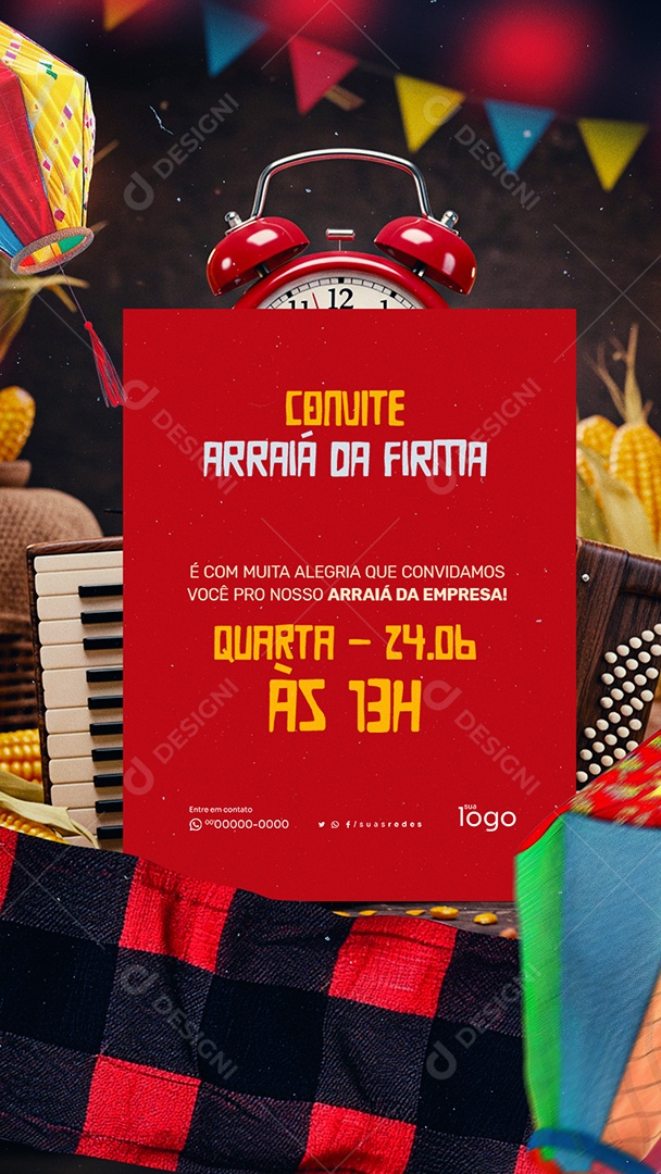 Story Convite Festa Junina da Firma Social Media PSD Editável