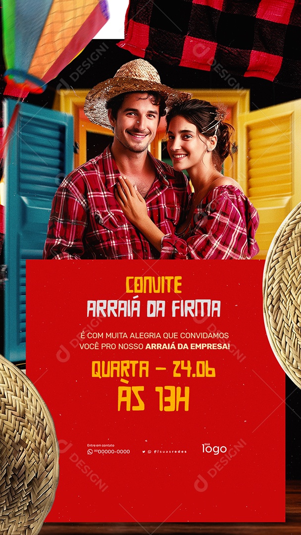 Story Convite Festa Junina da Firma Social Media PSD Editável