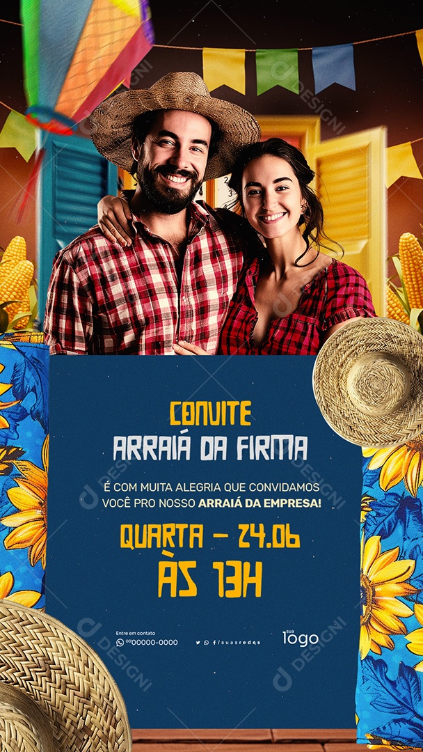 Story Convite Festa Junina da Firma Social Media PSD Editável