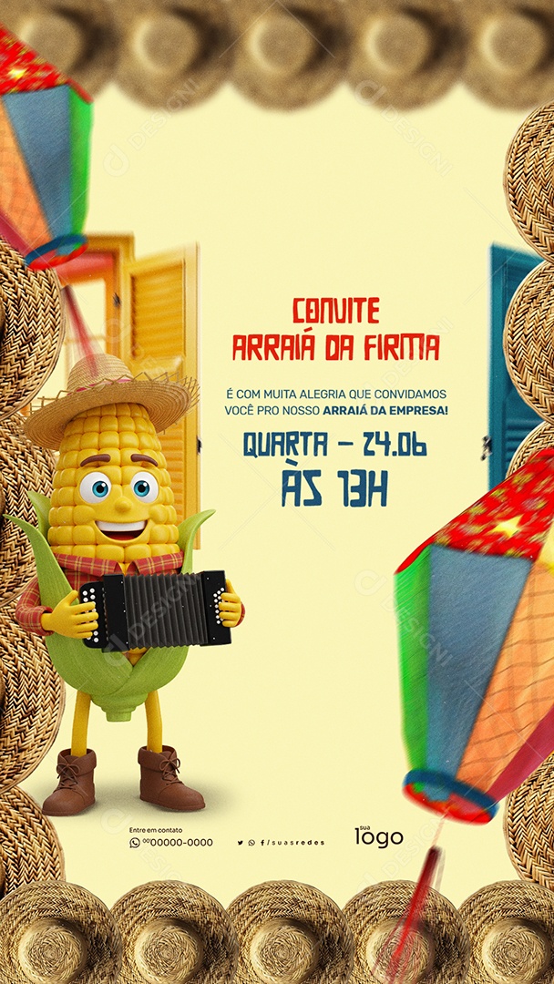 Story Convite Festa Junina da Firma Social Media PSD Editável