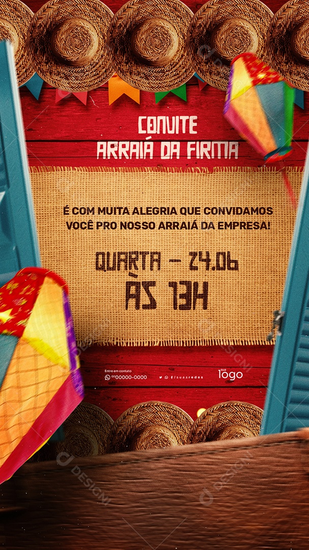 Story Convite Festa Junina da Firma Social Media PSD Editável