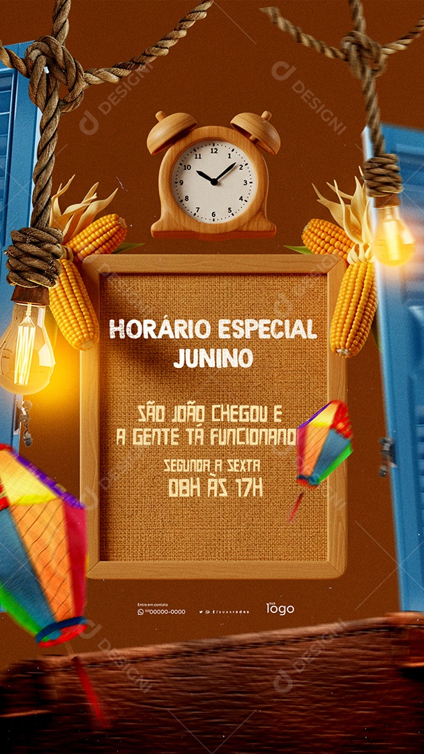 Story Aviso Horário Especial de São João Social Media PSD Editável