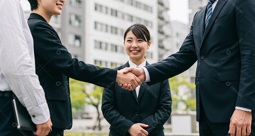 Reunião de sucesso da equipe de aperto de mão empresarial