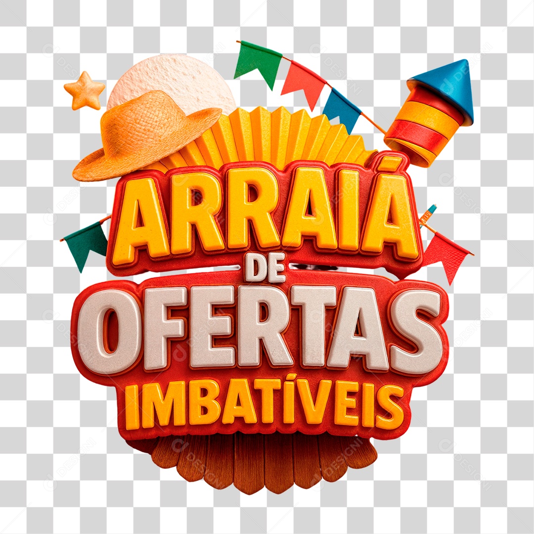 Selo 3D Arraiá de Ofertas Imbatíveis Para Composição PNG Transparente