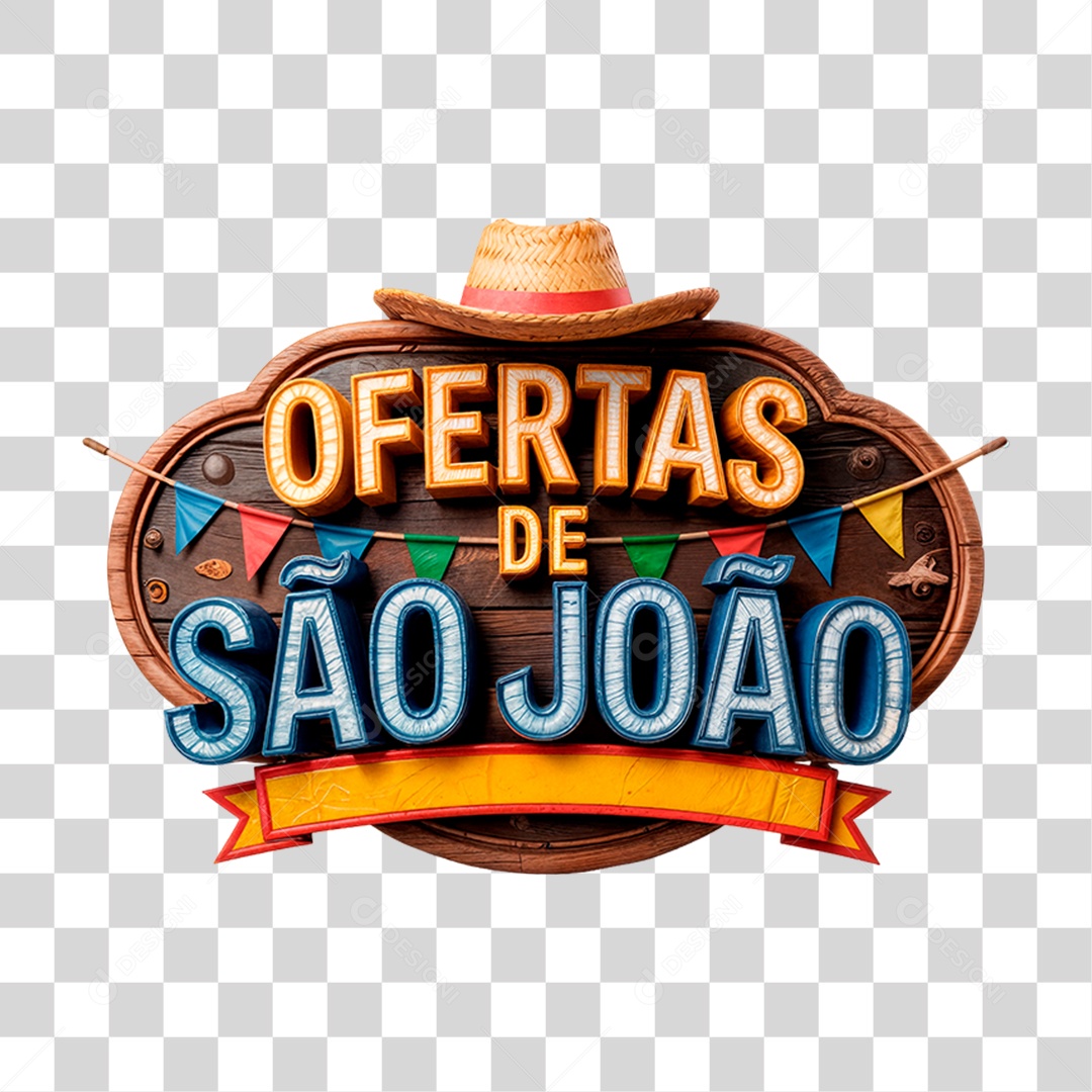 Selo 3D Ofertas de São João Para Composição PNG Transparente