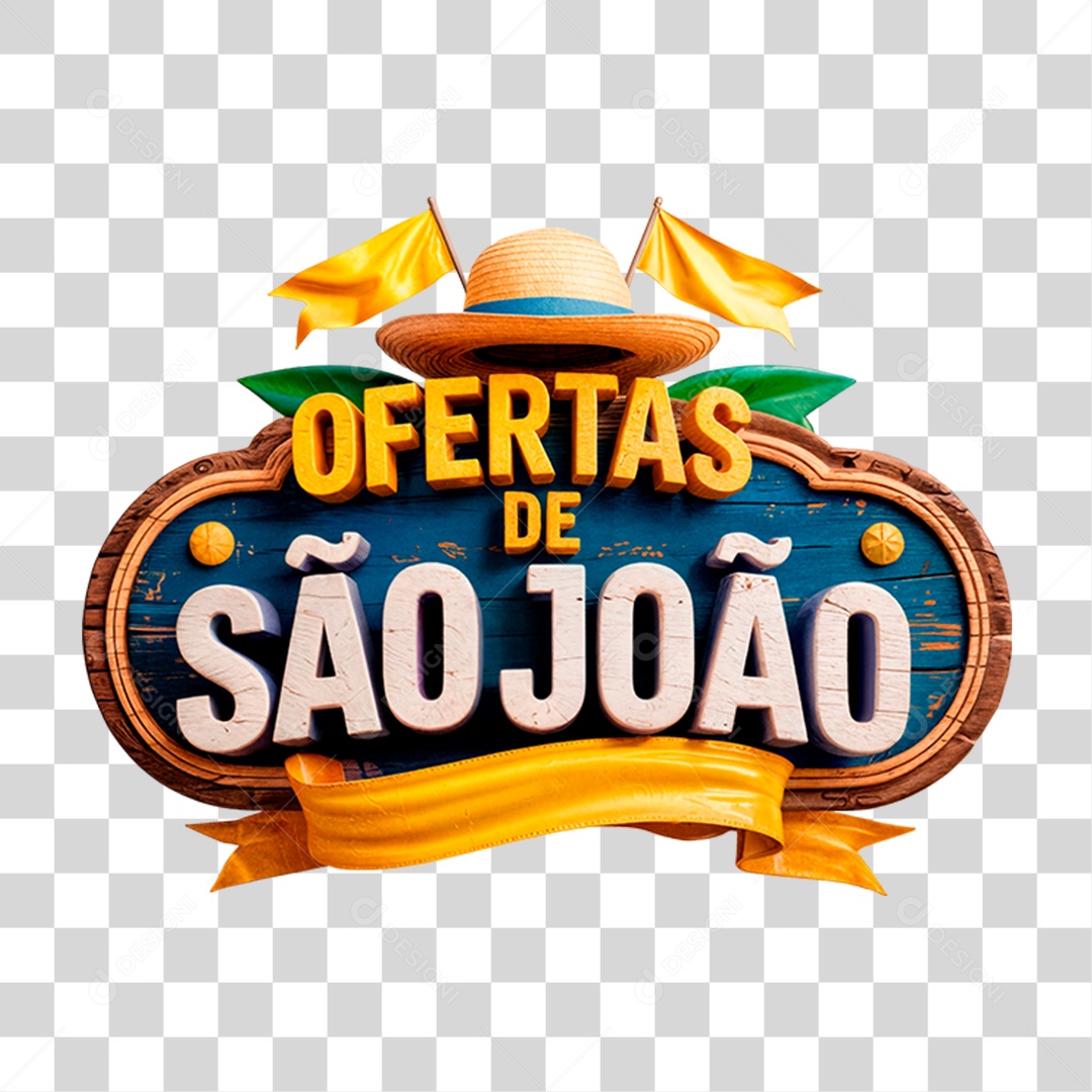 Selo 3D Ofertas de São João Para Composição PNG Transparente