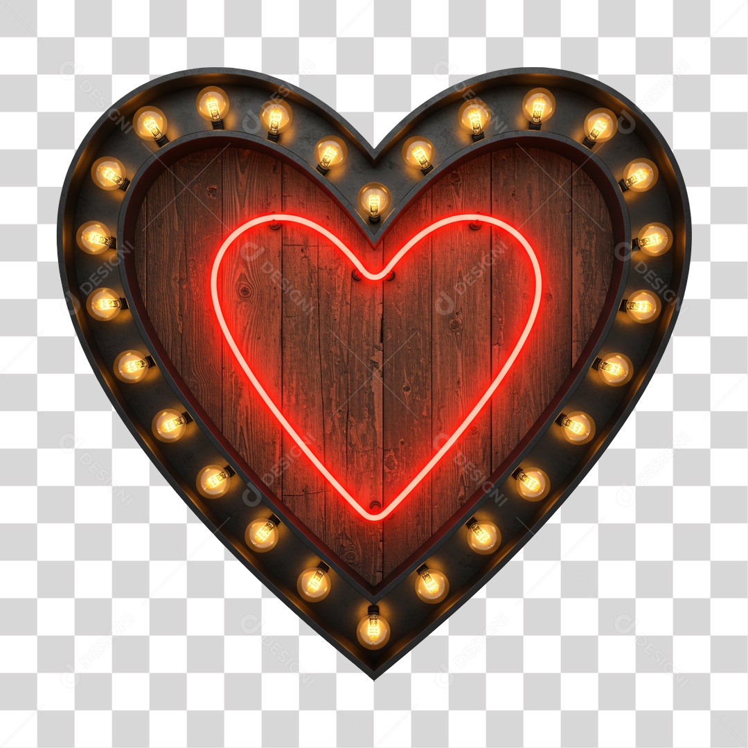 Elemento 3D Coração Dia dos Namorados PNG Transparente