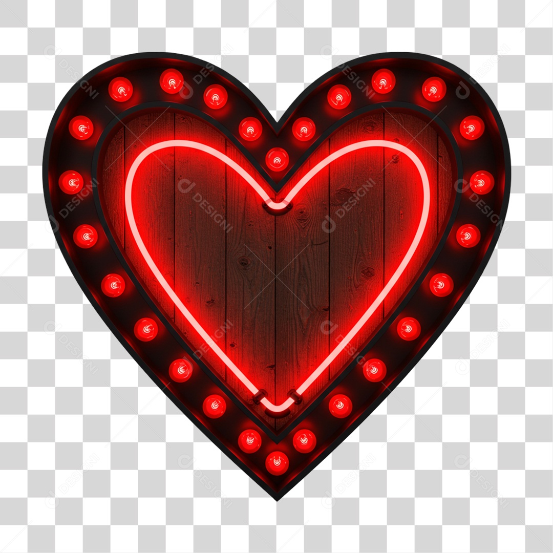 Elemento 3D Coração Dia dos Namorados PNG Transparente