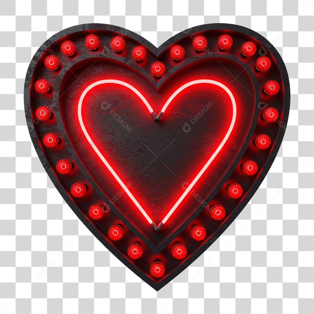 Elemento 3D Coração Dia dos Namorados PNG Transparente