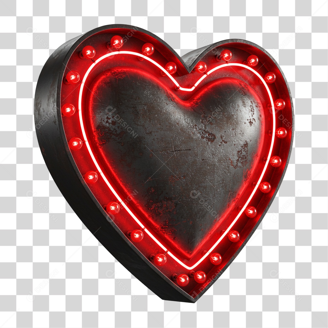 Elemento 3D Coração Dia dos Namorados PNG Transparente