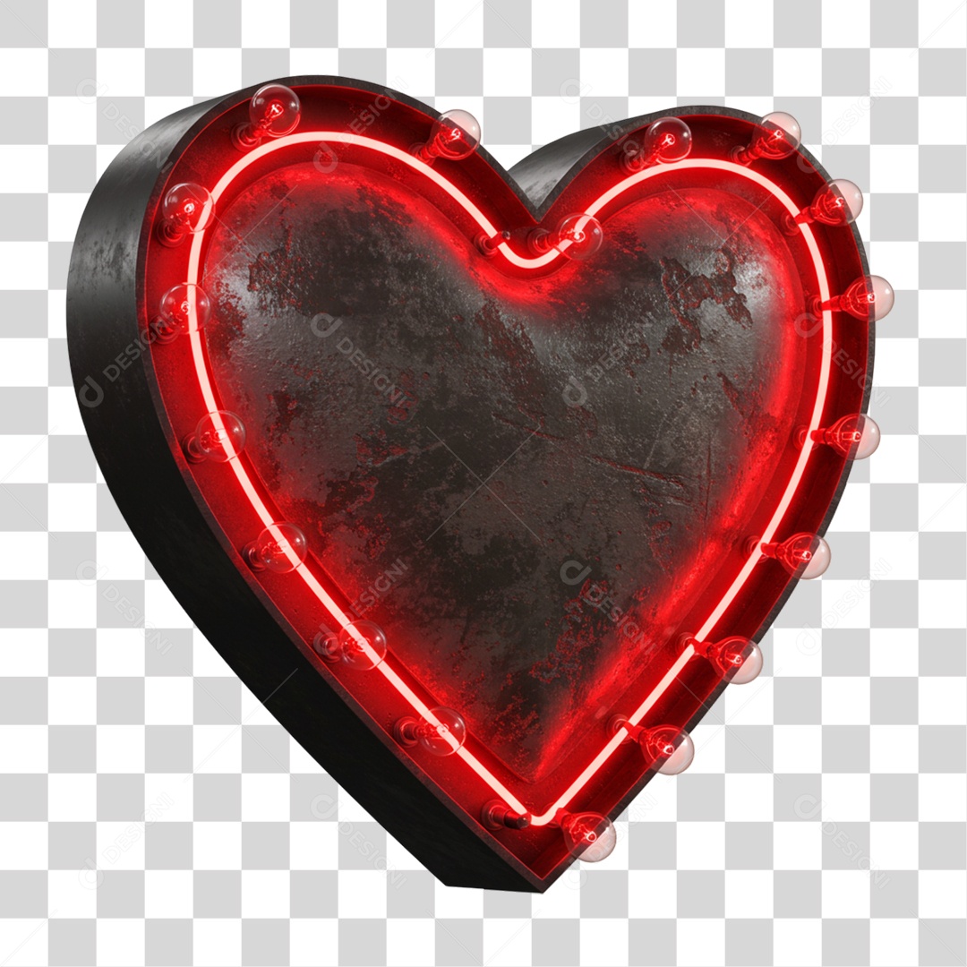 Elemento 3D Coração Dia dos Namorados PNG Transparente