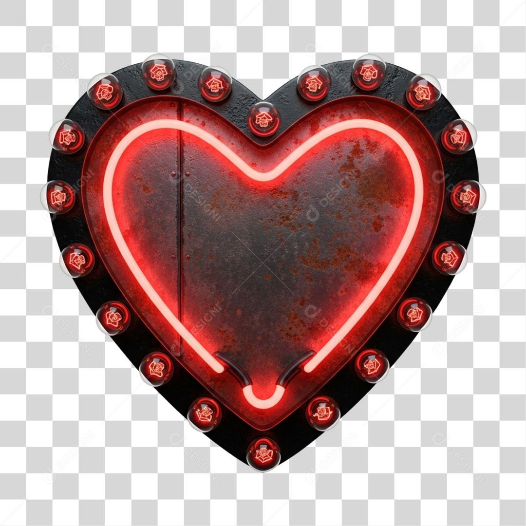 Elemento 3D Coração Dia dos Namorados PNG Transparente