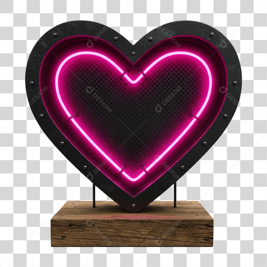 Elemento 3D Coração Dia dos Namorados PNG Transparente