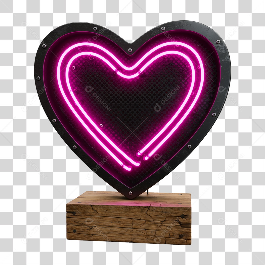 Elemento 3D Coração Dia dos Namorados PNG Transparente