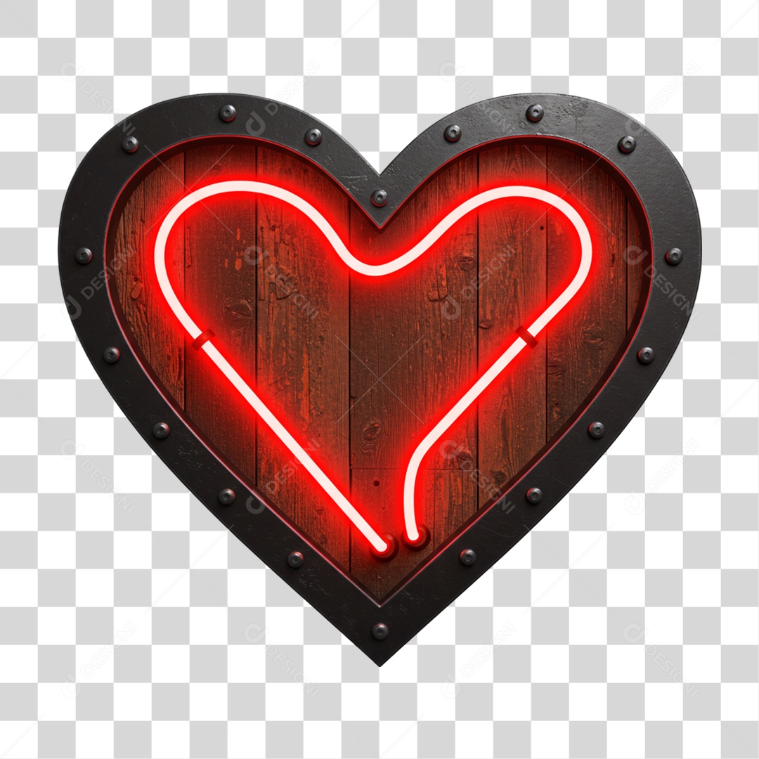 Elemento 3D Coração Dia dos Namorados PNG Transparente