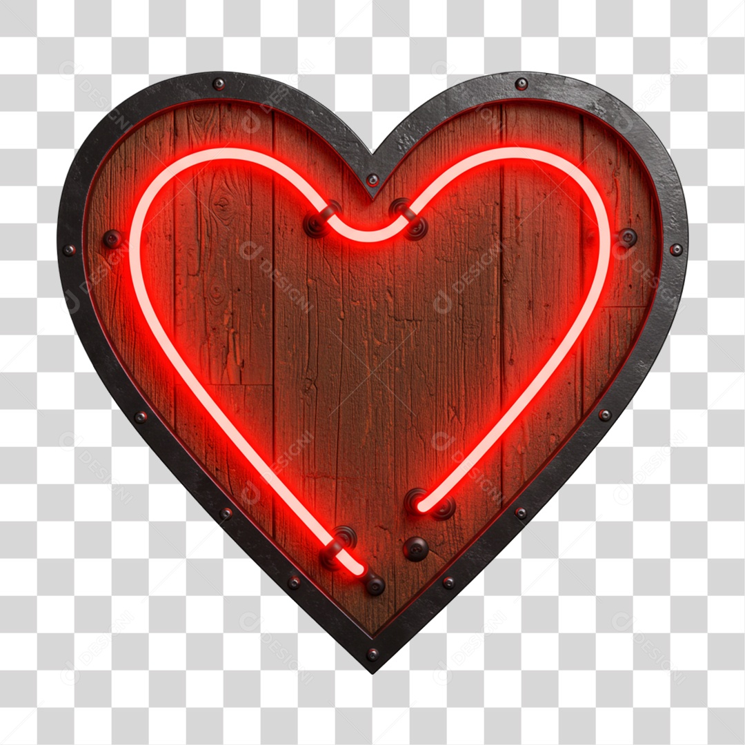 Elemento 3D Coração Dia dos Namorados PNG Transparente