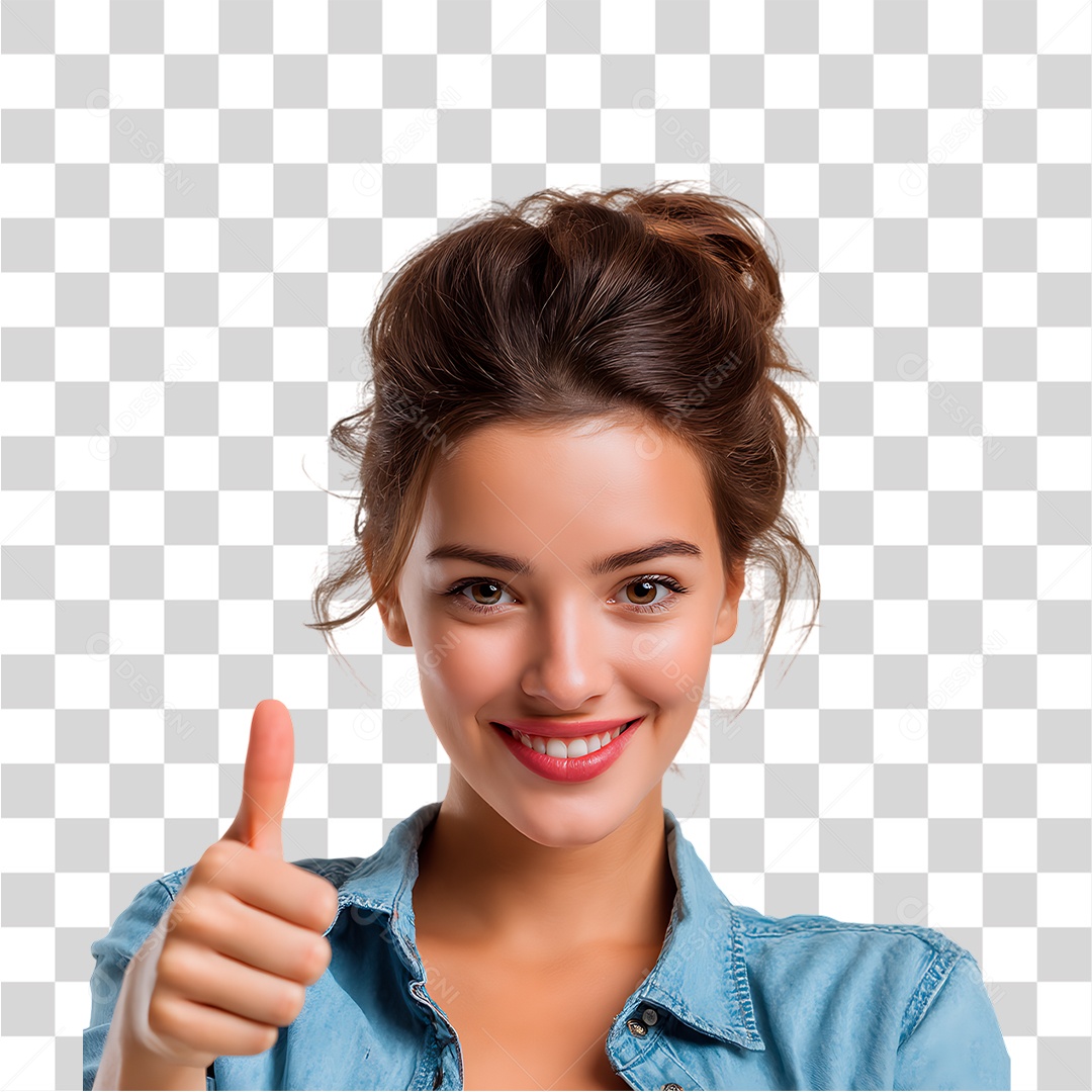 Mulher Fazendo Sinal com o Polegar PNG Transparente