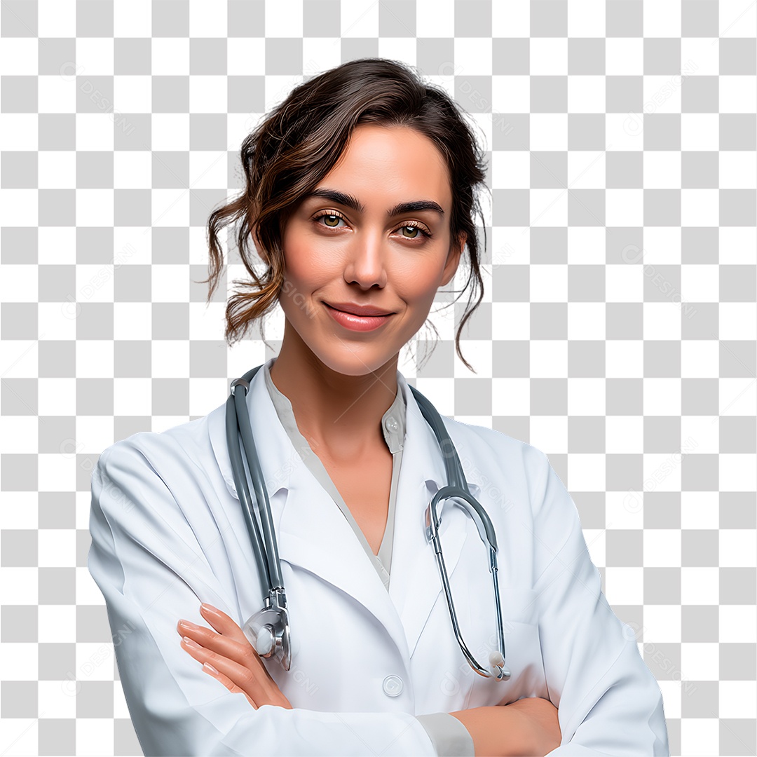Médica de Jaleco Branco PNG Transparente