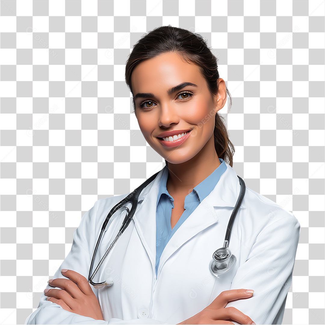 Médica de Jaleco Branco PNG Transparente