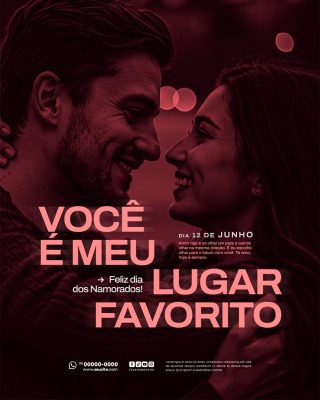 Feliz Dia dos Namorados 12 de junho Social Media PSD Editável