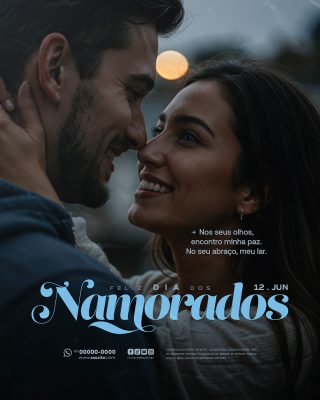 Feliz Dia dos Namorados 12 de junho Social Media PSD Editável