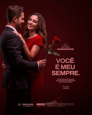 Feliz Dia dos Namorados 12 de junho Social Media PSD Editável