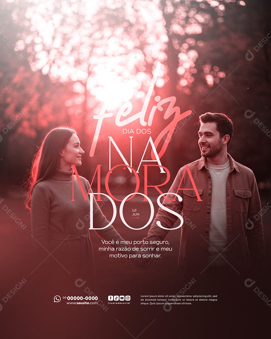 Feliz Dia dos Namorados 12 de junho Social Media PSD Editável