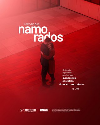 Feliz Dia dos Namorados 12 de junho Social Media PSD Editável